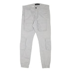 PEGADOR Mens Cotton Blend Slim Cargo Trousers Light Grey W31 L29 Utility Pockets