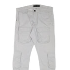 PEGADOR Mens Cotton Blend Slim Cargo Trousers Light Grey W31 L29 Utility Pockets