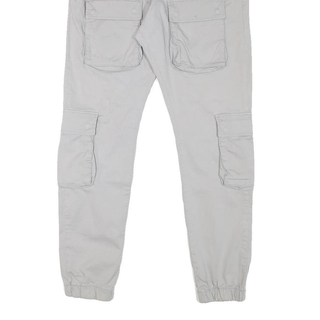 PEGADOR Mens Cotton Blend Slim Cargo Trousers Light Grey W31 L29 Utility Pockets