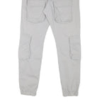 PEGADOR Mens Cotton Blend Slim Cargo Trousers Light Grey W31 L29 Utility Pockets