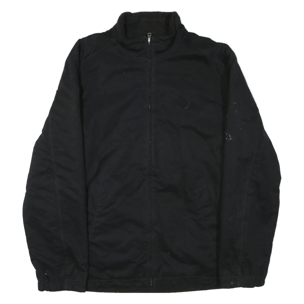 NAUTICA Mens Black Polyester Blend Zip Jacket L Plain Classic Casual Outerwear