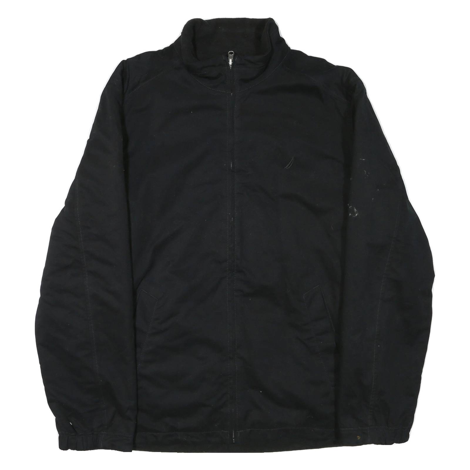 NAUTICA Mens Black Polyester Blend Zip Jacket L Plain Classic Casual Outerwear
