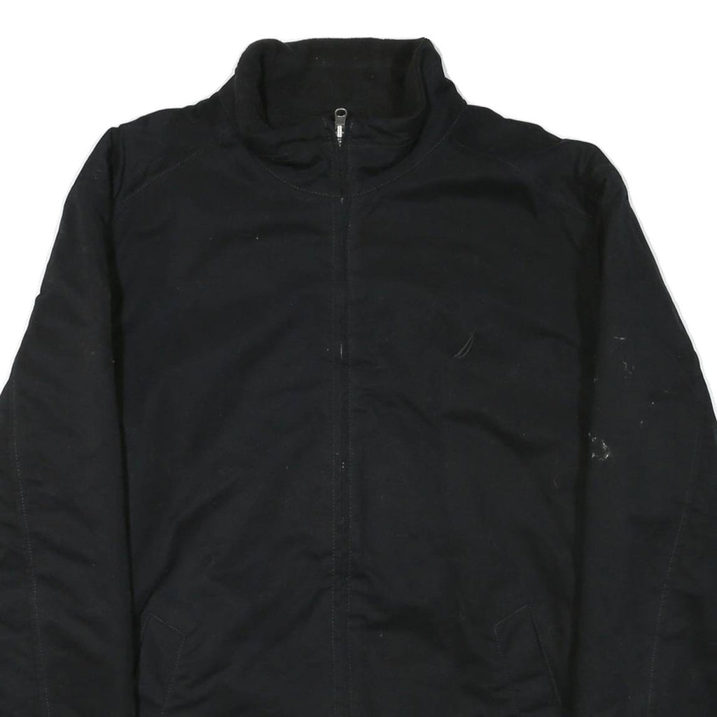 NAUTICA Mens Black Polyester Blend Zip Jacket L Plain Classic Casual Outerwear