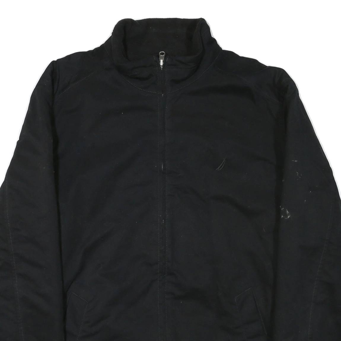 NAUTICA Mens Black Polyester Blend Zip Jacket L Plain Classic Casual Outerwear