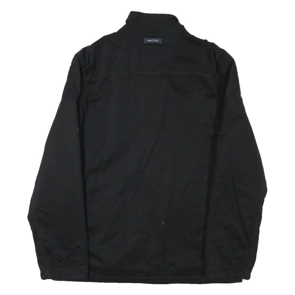 NAUTICA Mens Black Polyester Blend Zip Jacket L Plain Classic Casual Outerwear