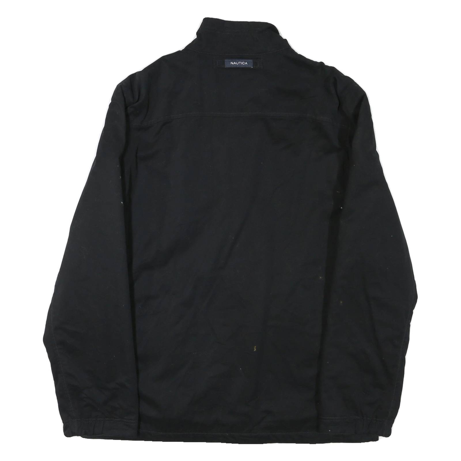 NAUTICA Mens Black Polyester Blend Zip Jacket L Plain Classic Casual Outerwear