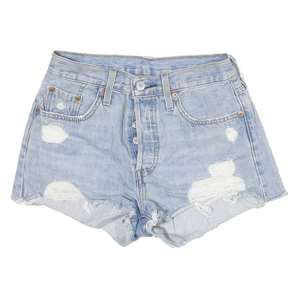 LEVI'S Womens Denim Blue Distressed Casual Shorts M W26 Button Fly