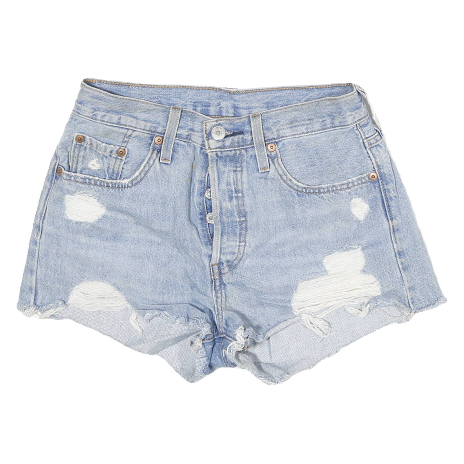 LEVI'S Womens Denim Blue Distressed Casual Shorts M W26 Button Fly