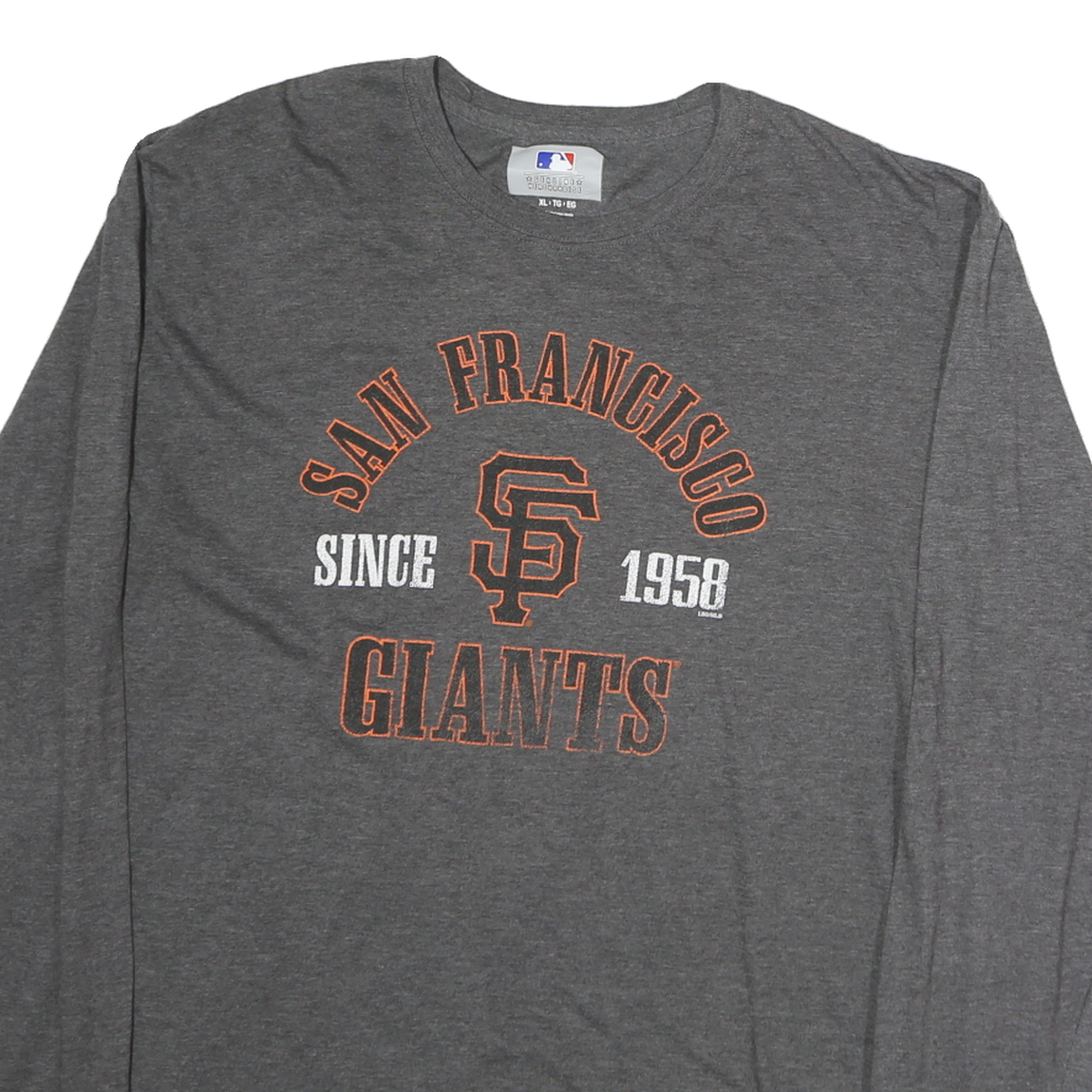 GENUINE MERCHANDISE Mens Grey San Francisco Giants Long Sleeve Crew Neck T-Shirt