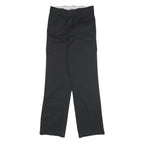 DICKIES Mens Regular Black Cotton Blend Trousers W26 L29 Classic Zip Pocket