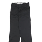 DICKIES Mens Regular Black Cotton Blend Trousers W26 L29 Classic Zip Pocket