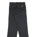 DICKIES Mens Regular Black Cotton Blend Trousers W26 L29 Classic Zip Pocket