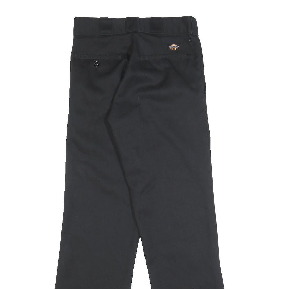 DICKIES Mens Regular Black Cotton Blend Trousers W26 L29 Classic Zip Pocket
