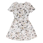 WAREHOUSE Womens Cream Floral Fit & Flare Polyester Blend Short Sleeve Short