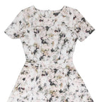 WAREHOUSE Womens Cream Floral Fit & Flare Polyester Blend Short Sleeve Short