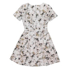 WAREHOUSE Womens Cream Floral Fit & Flare Polyester Blend Short Sleeve Short