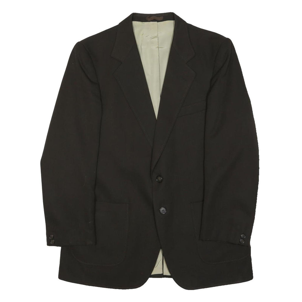 CHARLES VOGELE Mens Black Wool Blend Classic Jacket XL Plain Button Closure