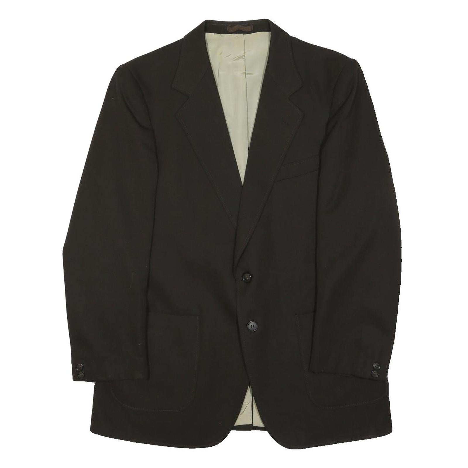 CHARLES VOGELE Mens Black Wool Blend Classic Jacket XL Plain Button Closure