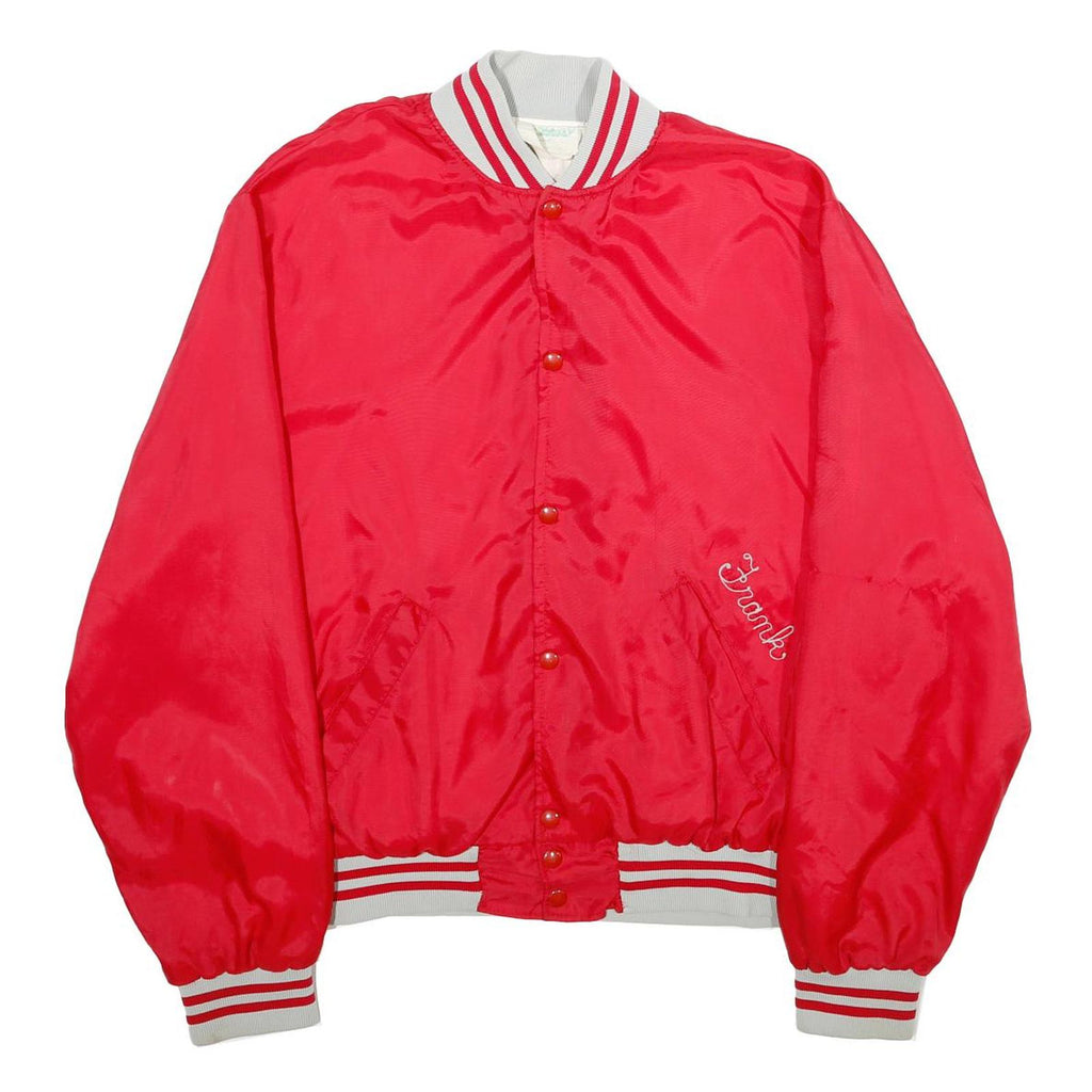 HOLLOWAY Mens Red & White Varsity Jacket XL Nylon Button Bomber Classic Casual