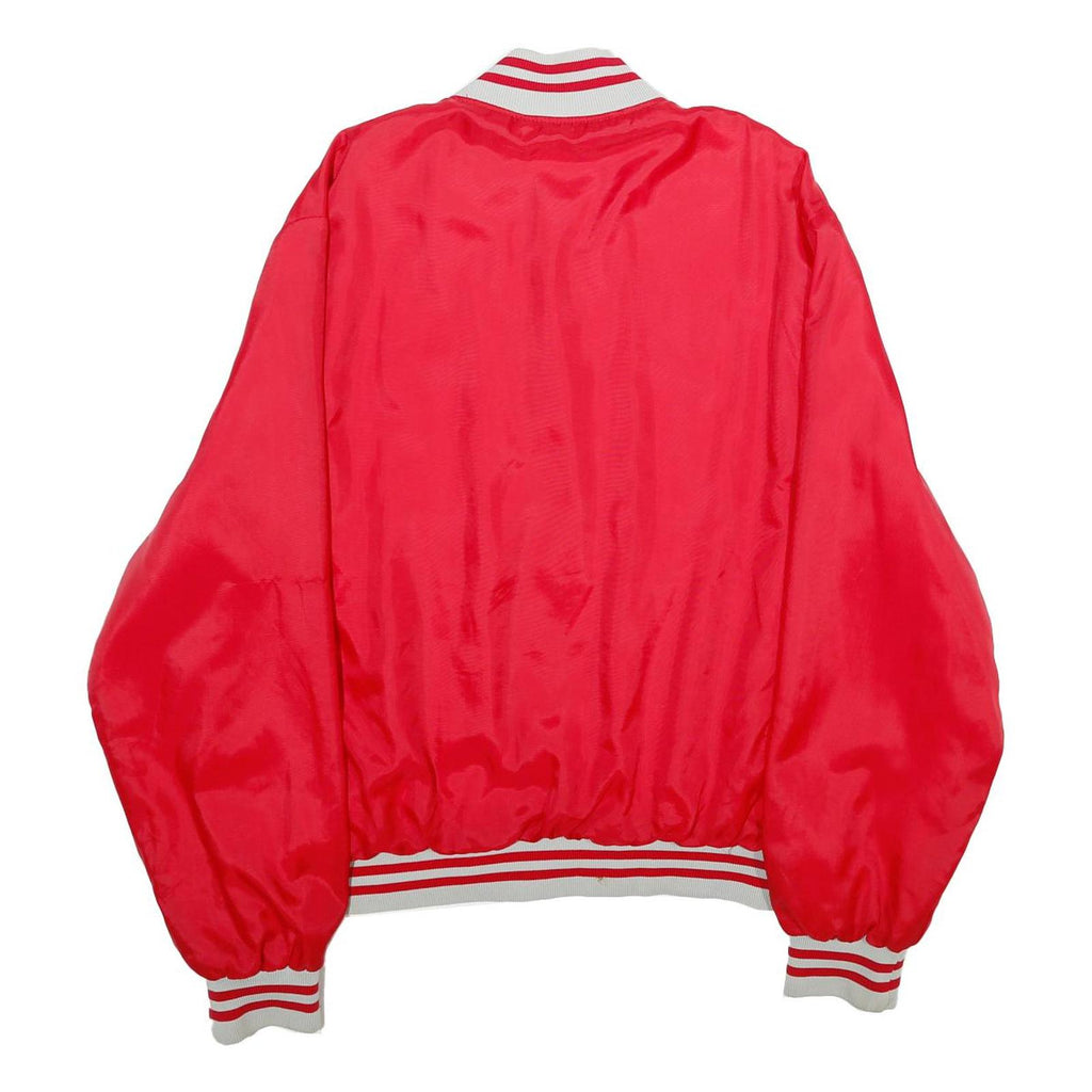 HOLLOWAY Mens Red & White Varsity Jacket XL Nylon Button Bomber Classic Casual