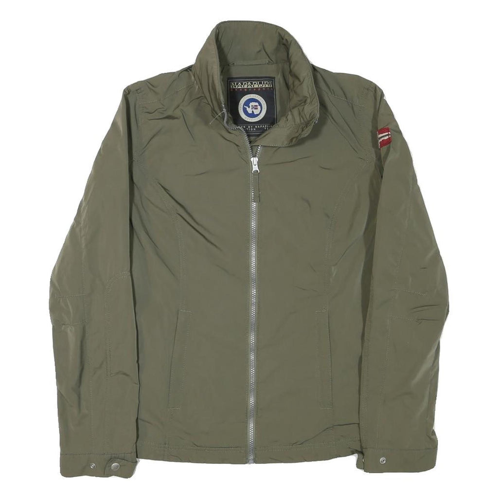 NAPAPIJRI Womens Green Zip Jacket M Polyester Blend Plain Casual Outdoor