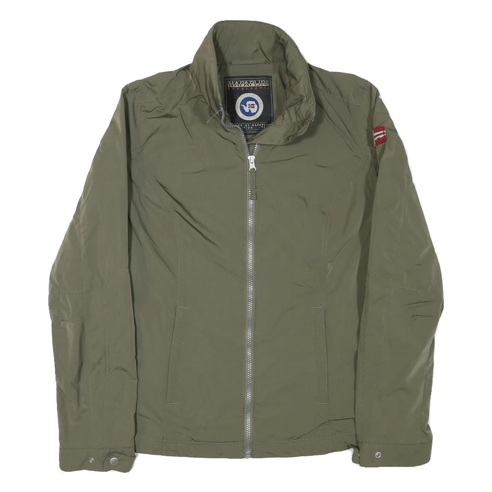 NAPAPIJRI Womens Green Zip Jacket M Polyester Blend Plain Casual Outdoor
