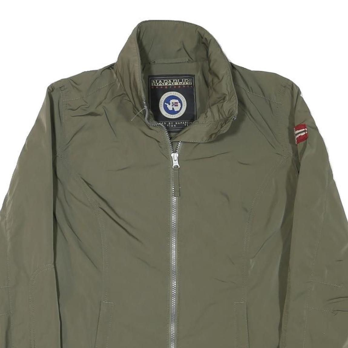 NAPAPIJRI Womens Green Zip Jacket M Polyester Blend Plain Casual Outdoor