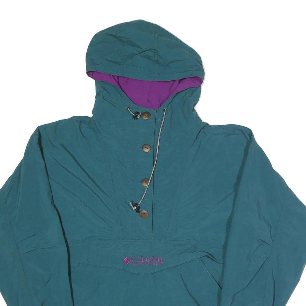 COLUMBIA Womens Teal & Purple Hooded Jacket M Nylon Plain Outdoor Pullover