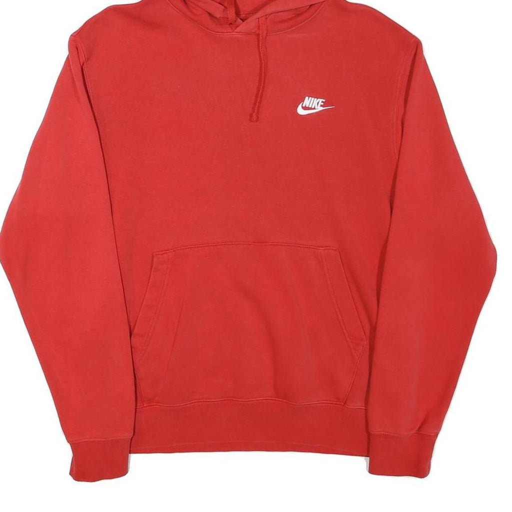 NIKE Mens Red Hoodie S S Logo Cotton Blend Pullover Sweatshirt