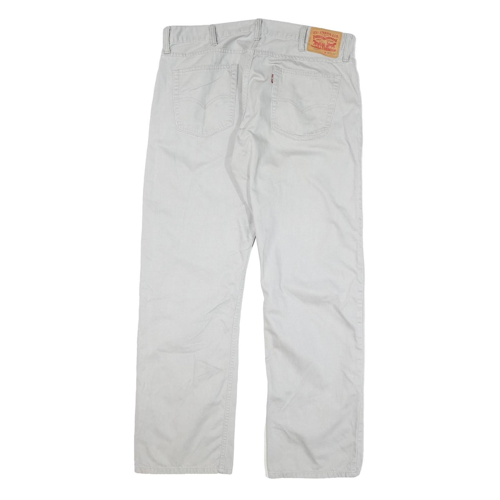 LEVIS Mens Cotton Blend Regular Fit White Straight Leg Trousers W38 L32 Classic