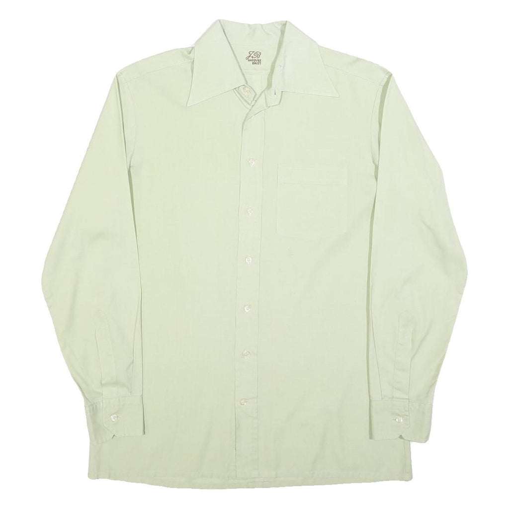 JACQUES BRITT Mens Cream Shirt M Classic Button Collar Cotton Blend Formal