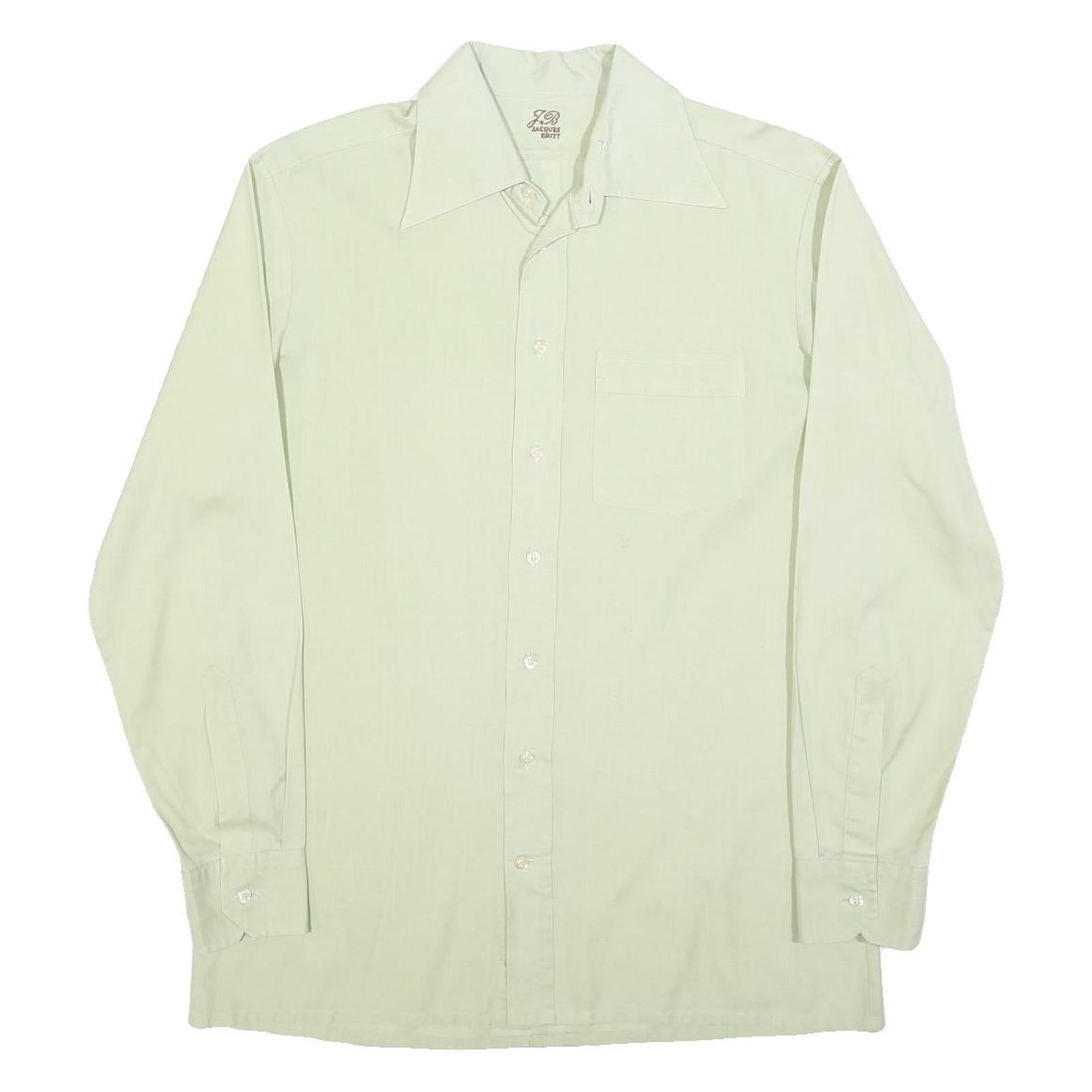 JACQUES BRITT Mens Cream Shirt M Classic Button Collar Cotton Blend Formal