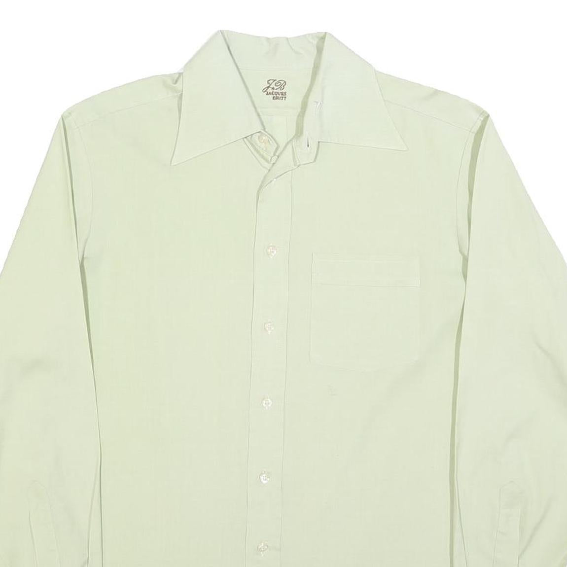JACQUES BRITT Mens Cream Shirt M Classic Button Collar Cotton Blend Formal