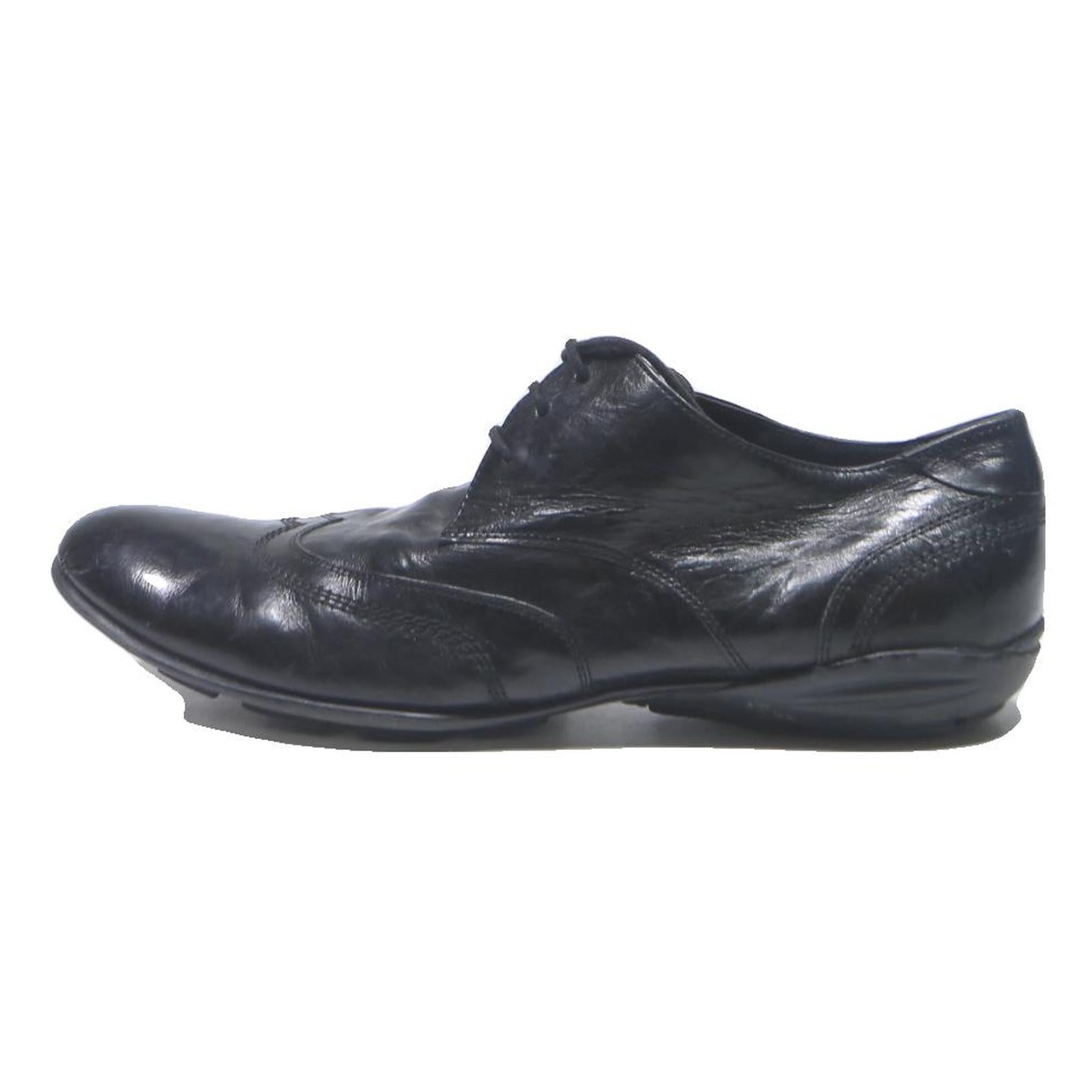 BATA Mens Black Leather Lace-Up Shoes UK 7 Comfortable Formal Footwear