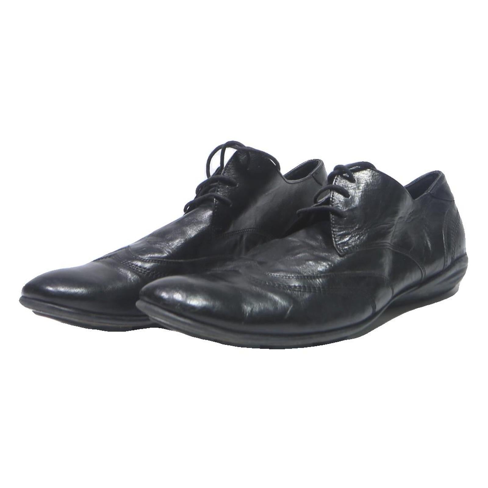 BATA Mens Black Leather Lace-Up Shoes UK 7 Comfortable Formal Footwear