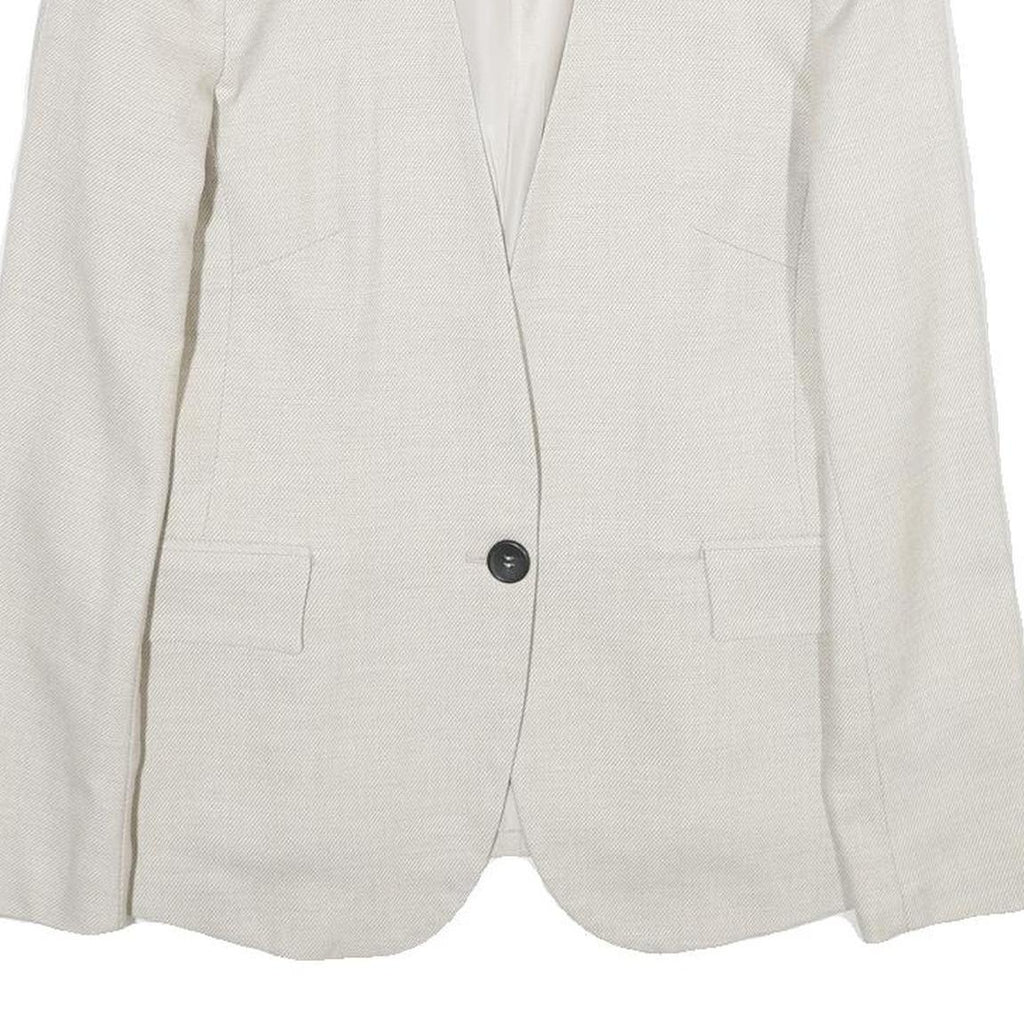 ZARA Womens Cream Button Jacket UK 6 Woven Tailored Elegant Formal Fashion