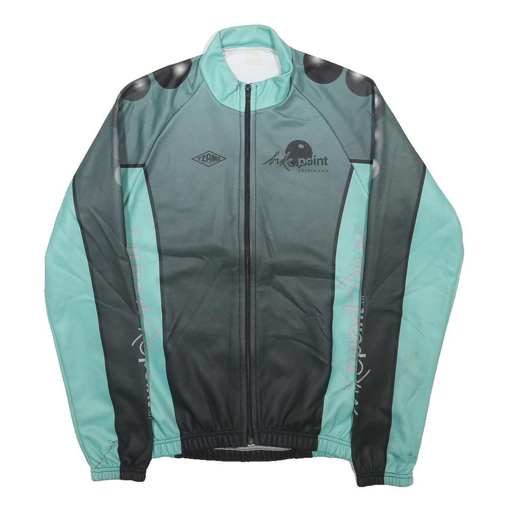 TZAMO Mens Blue & Black Bike Point Zip Jacket S Polyester Sportswear Cycling