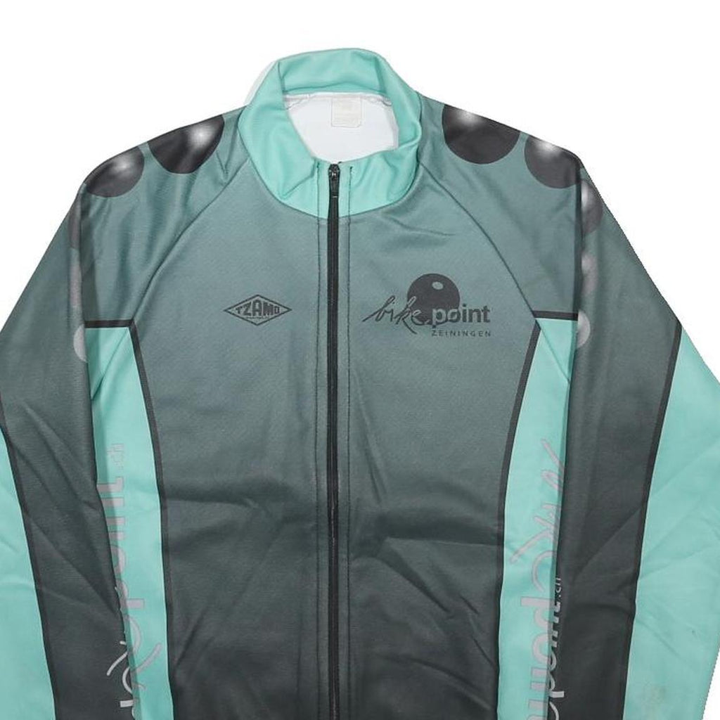 TZAMO Mens Blue & Black Bike Point Zip Jacket S Polyester Sportswear Cycling
