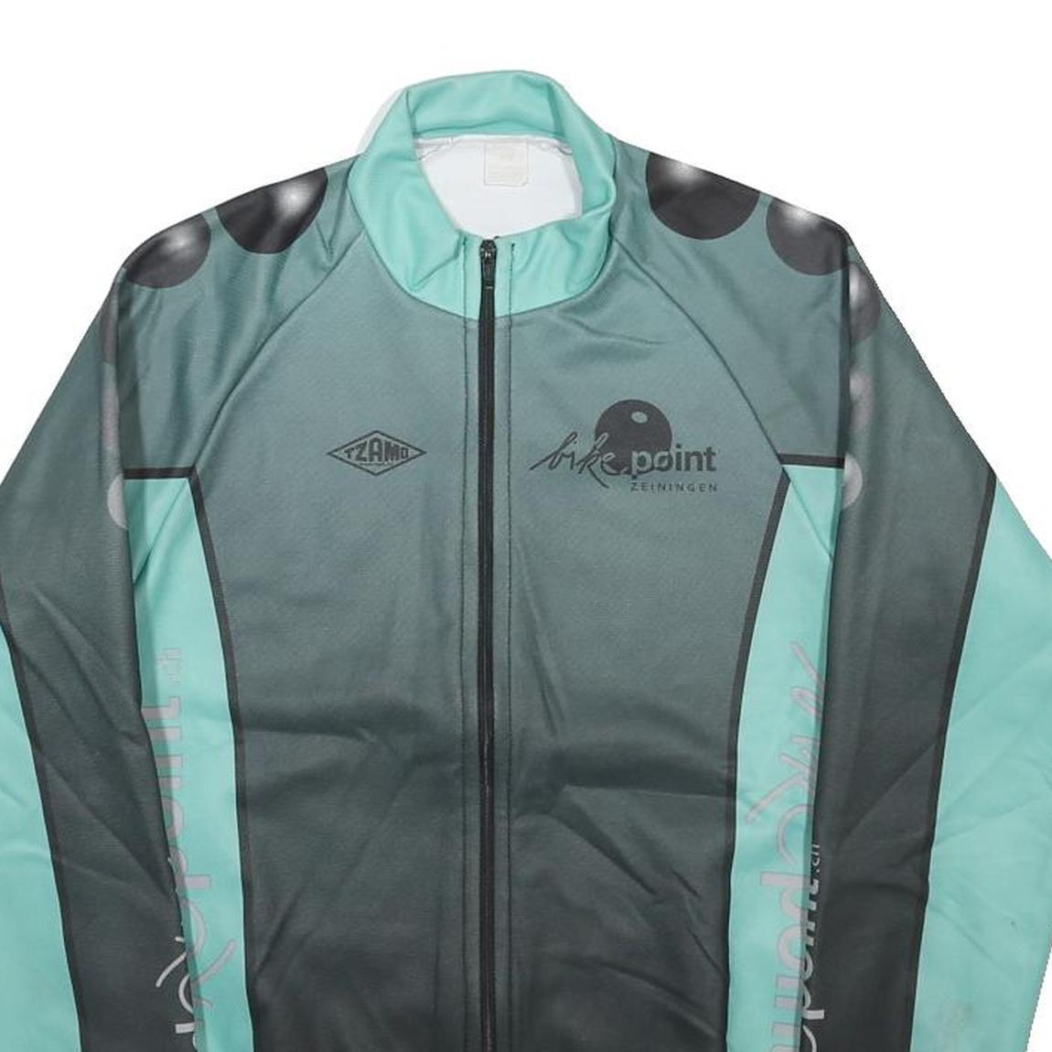 TZAMO Mens Blue & Black Bike Point Zip Jacket S Polyester Sportswear Cycling
