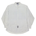 TOMMY HILFIGER Mens White & Blue Stripe Shirt XL Cotton Blend Button-Down Collar