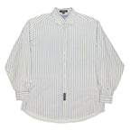 TOMMY HILFIGER Mens White & Blue Stripe Shirt XL Cotton Blend Button-Down Collar