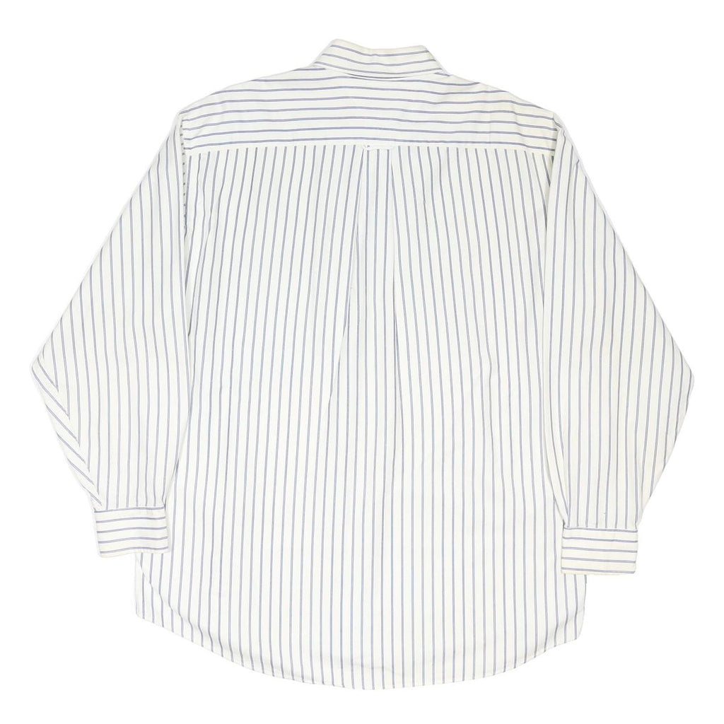 TOMMY HILFIGER Mens White & Blue Stripe Shirt XL Cotton Blend Button-Down Collar