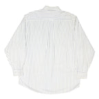 TOMMY HILFIGER Mens White & Blue Stripe Shirt XL Cotton Blend Button-Down Collar