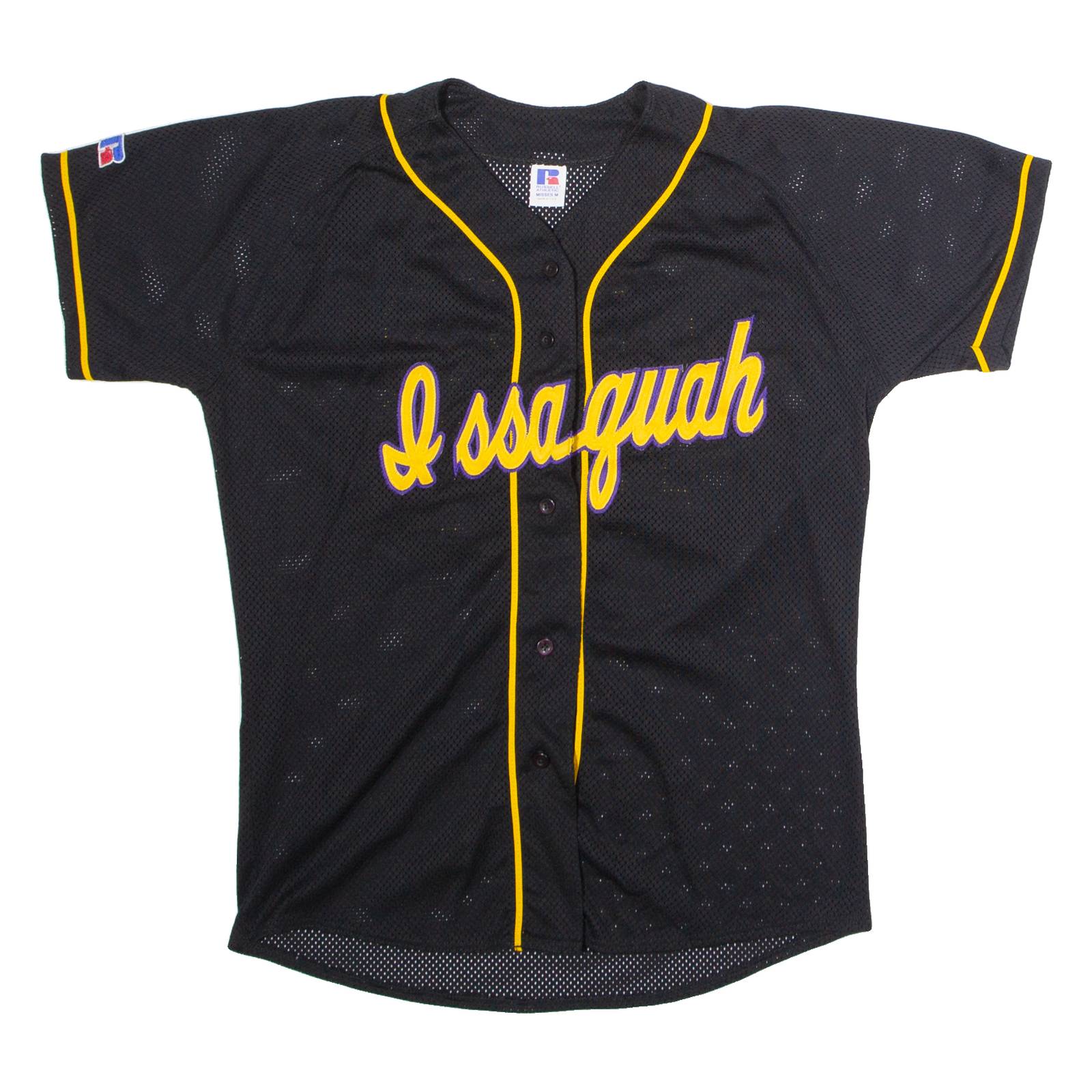 RUSSELL ATHLETIC Issaquah Baseball #16 Womens Jersey Black USA V-Neck Nylon M