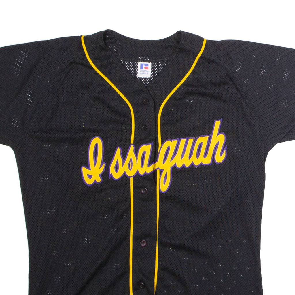 RUSSELL ATHLETIC Issaquah Baseball #16 Womens Jersey Black USA V-Neck Nylon M