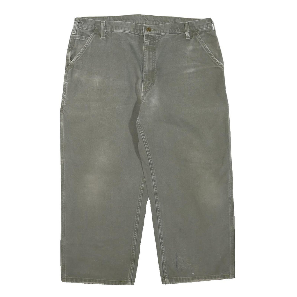 CARHARTT Mens Cotton Blend Grey Regular Straight Trousers W40 L25 Workwear Zip