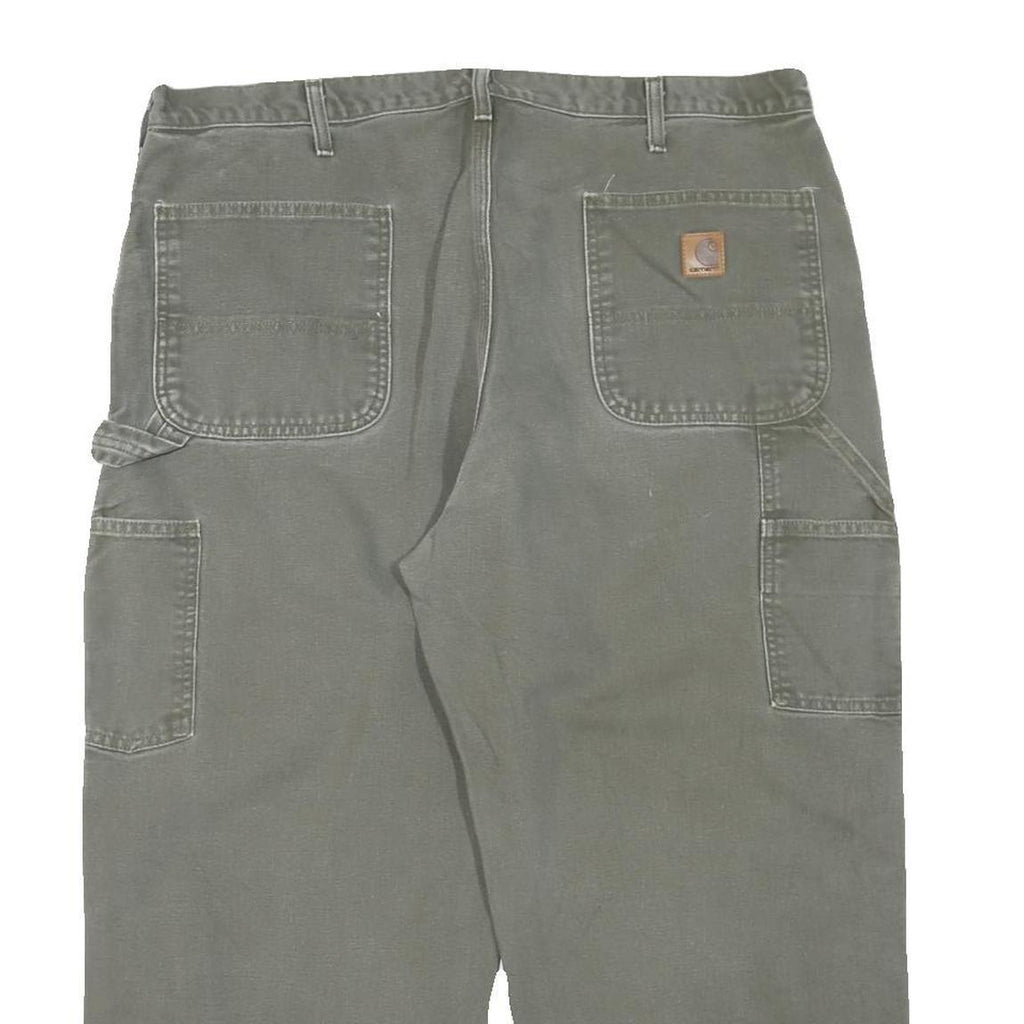 CARHARTT Mens Cotton Blend Grey Regular Straight Trousers W40 L25 Workwear Zip