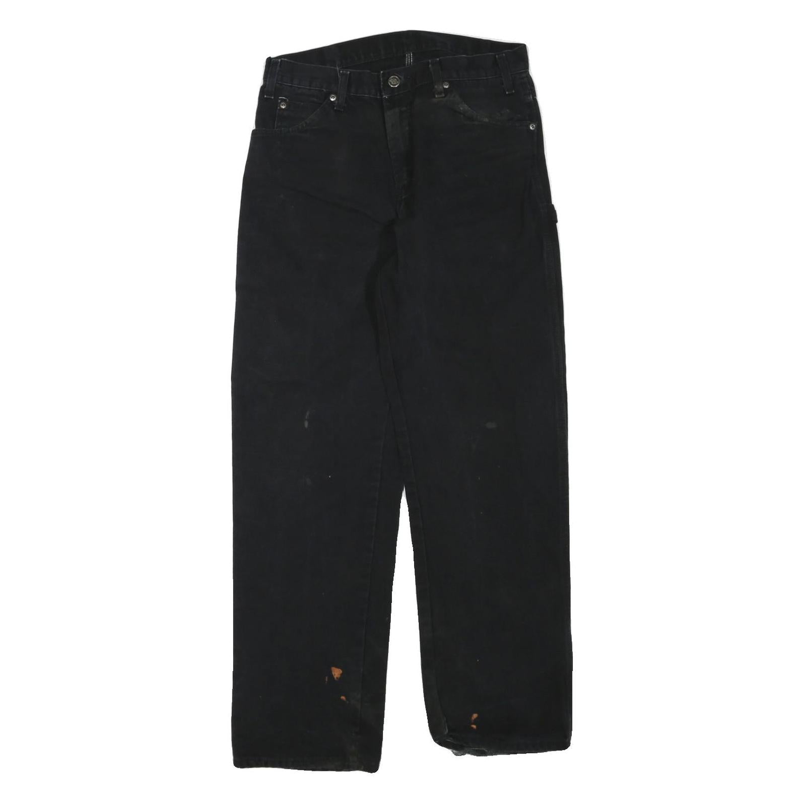 DICKIES Mens Cotton Blend Black Regular Straight Trousers W32 L30 Workwear