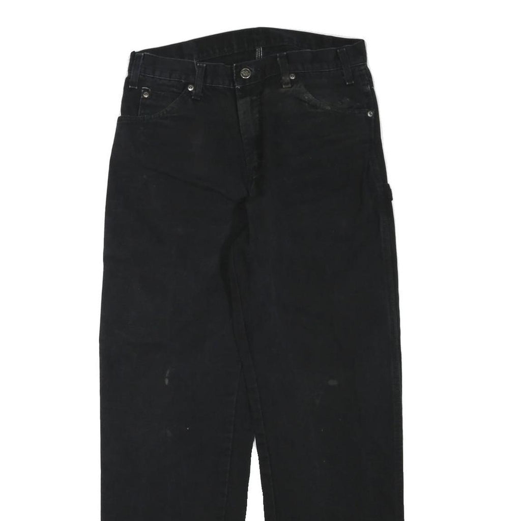 DICKIES Mens Cotton Blend Black Regular Straight Trousers W32 L30 Workwear