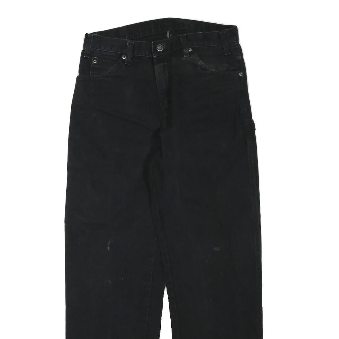DICKIES Mens Cotton Blend Black Regular Straight Trousers W32 L30 Workwear